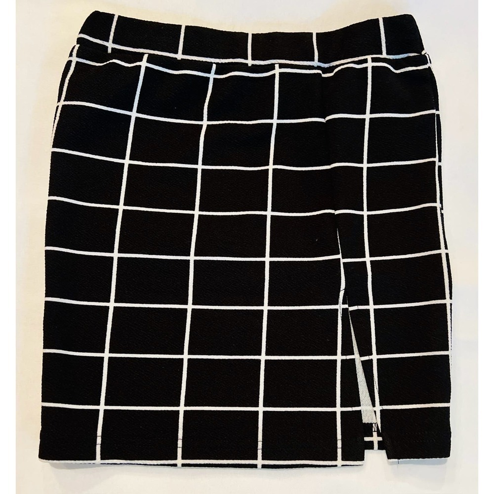 Shein Girls Split hem Midi Pencil Skirt in Black & White Grid Pattern - Size 8Y